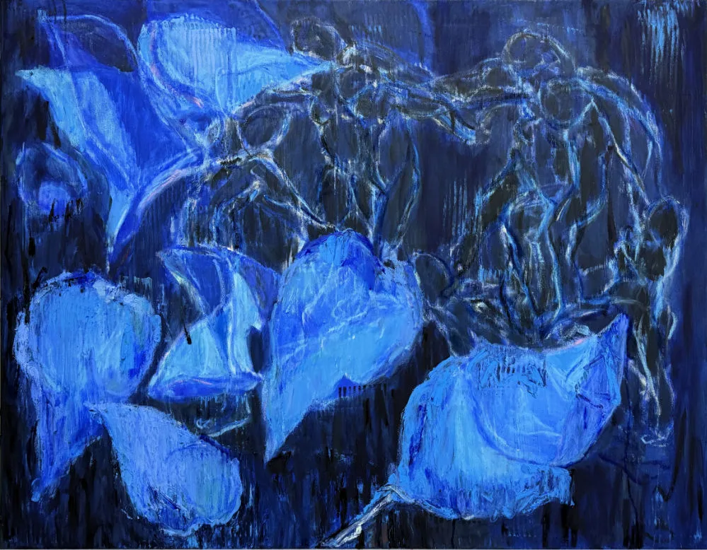 Nachtfalter ultramarin, 80 x 120, 2024 (1400 €)